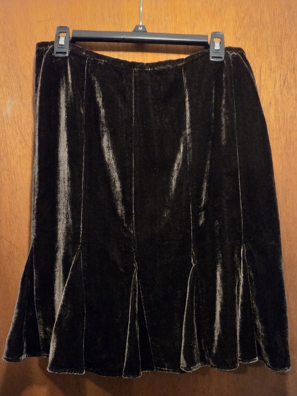 Jones Wear Brown Velvet Flounce Skirt Sz12 - Picture 2 of 7